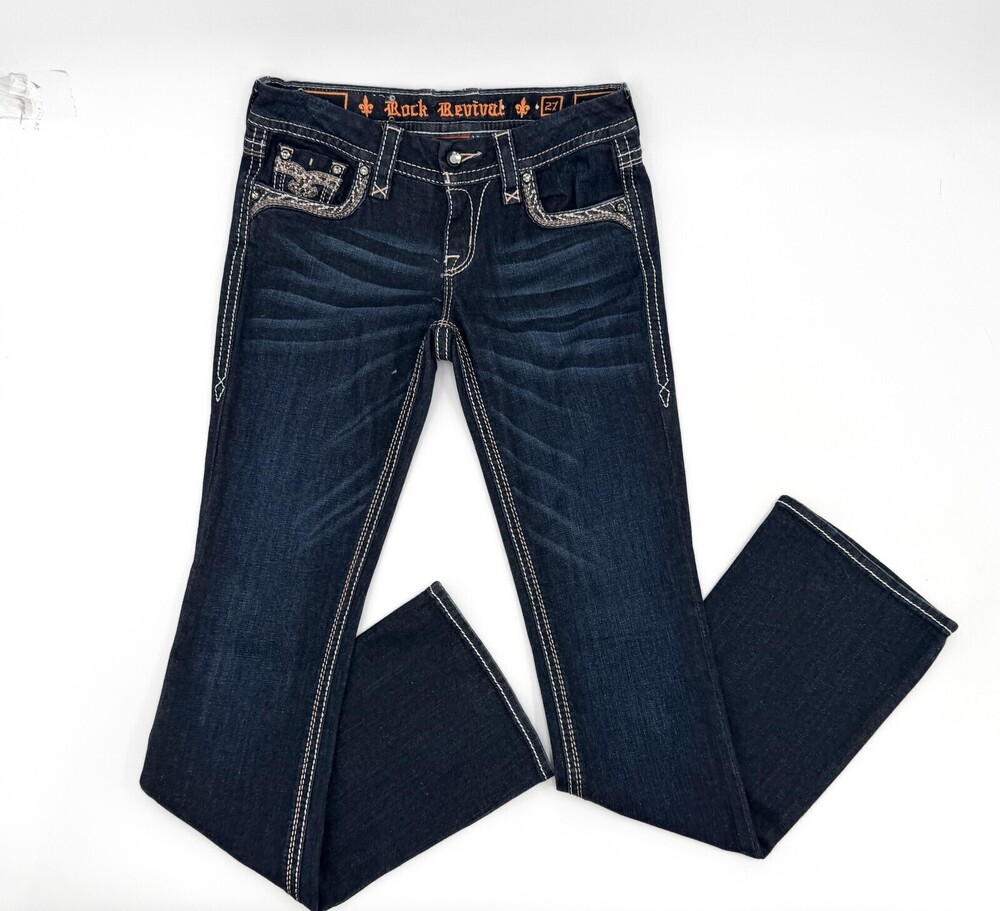 Rock Revival Jeans Womens 27 Adorna Bootcut Embroidered Flap Pockets Stretch